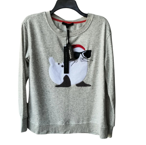 Jane+Delancey Santa Seal Christmas Festive Holiday Super Soft Sweatshirt S NWT - Picture 3 of 11